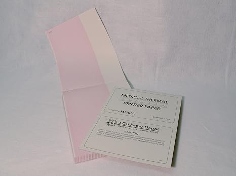M1707A ECG Paper Depot Chart Paper, 5 Packs Per Case, Z-Fold, Size 8.5 x 11 (200 Sheets), Grid Color Red