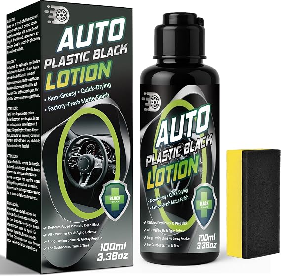 Back to Black Trim Restorer, Car Plastic Restorer Black for Interior & Exterior, Revives Faded Trim, Prevents Aging & Cracks, Long-Lasting Shine (100ml)