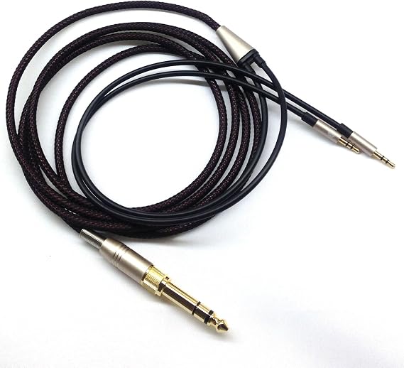Replacement Cable For Hifiman HE400S / HE-400I / HE560 / HE-350 / HE1000 / HE1000 V2 headphone 3.5mm male & 6.35mm adapter to 2x 2.5mm Jack Male Audio HIFI cord Black 1.5m/4.5ft