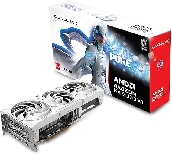 Sapphire 11348-02-20G Pure AMD RadeonTM RX 9070 XT Gaming OC Graphics Card with 16GB GDDR6, AMD RDNA 4