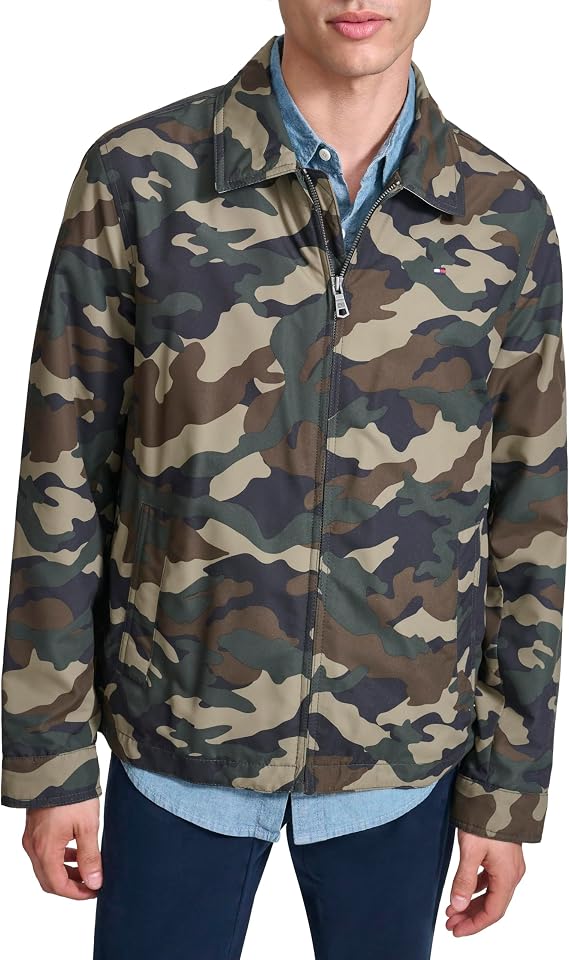 Tommy Hilfiger Adaptive Men's Micro-Twill Open-Bottom Zip-Front Jacket Jacket
