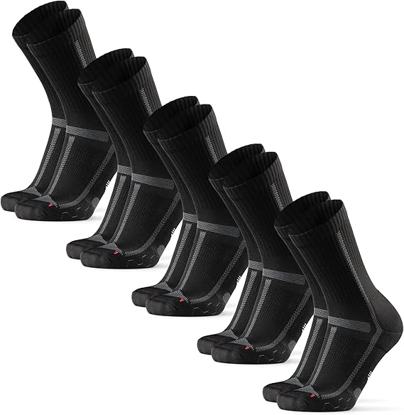 DANISH ENDURANCE Cushioned Running Socks for Long Distances, Anti-Blister Crew Socks, Sweat Wicking, for Men & Women, Unisex, 3 or 5 Pack