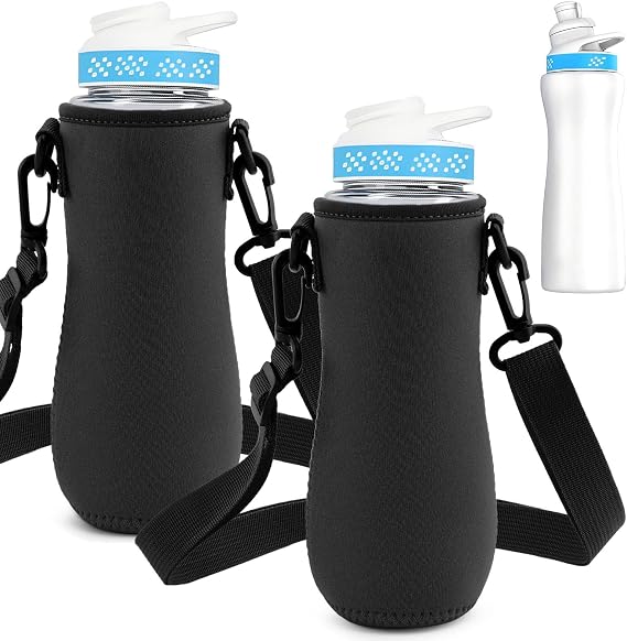 2 Pcs Water Bottle Sleeve, Compatible with 22oz Cirkul Water Bottle, Fits Plastic and Stainless Steel Bottles, Neoprene Insulated Water Bottle Cover for Retaining Temperature(Color:Black)