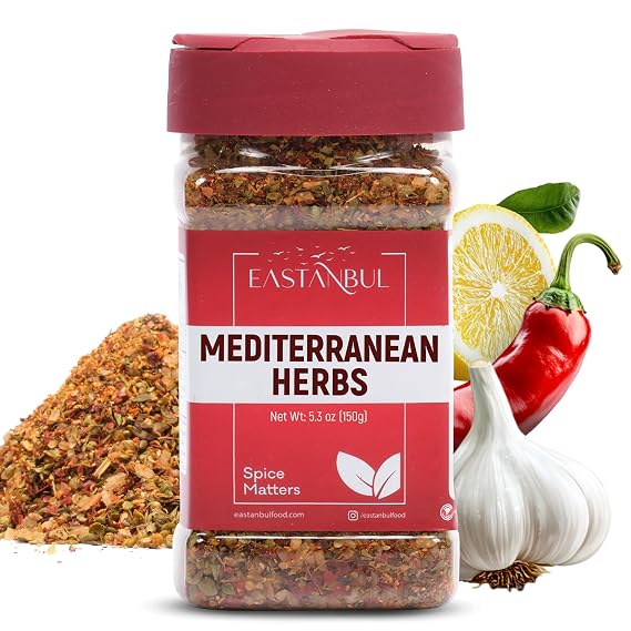 Eastanbul Mediterranean Seasoning, Mediterranean Spice Blend, Vegan, 5.29oz | Herb & Salt Blend, Spiced Sea Salt and Herb Seasoning For Food, No Filler, No MSG, Gluten Free