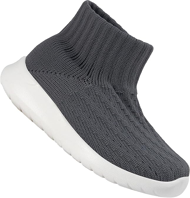 Kids Sock Shoes Girls&Boys Lightweight Sneakers Non Slip Breathable Tennis Shoes Pull On Athletic Wide Shoes Washable Black White Pink Grey Khaki Size 6-12