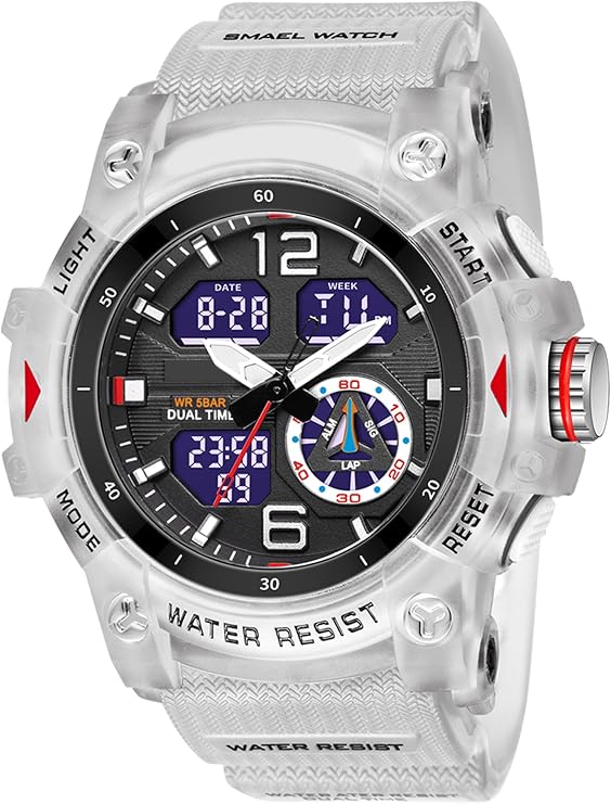 findtime Military Watches Men's Watch Digital and Analogue Waterproof Men's Watch Sporty LED Digital Watch Calendar Alarm Clock Stopwatch with Strap Tactical Watch Men Outdoor
