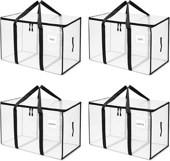 Extra Large Moving & Storage Bags 4 Pack (90L Each) Heavy Duty