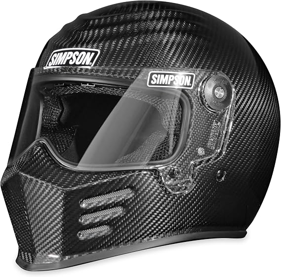 Simpson Outlaw Bandit 3 Motorcycle Helmet - Carbon Fiber - XS | Full Face with Clear 4 Position Racheting Visor Shield | Lightweight | Vented | DOT/Snell M2020 Approved for Street & Track (OB3CXS)