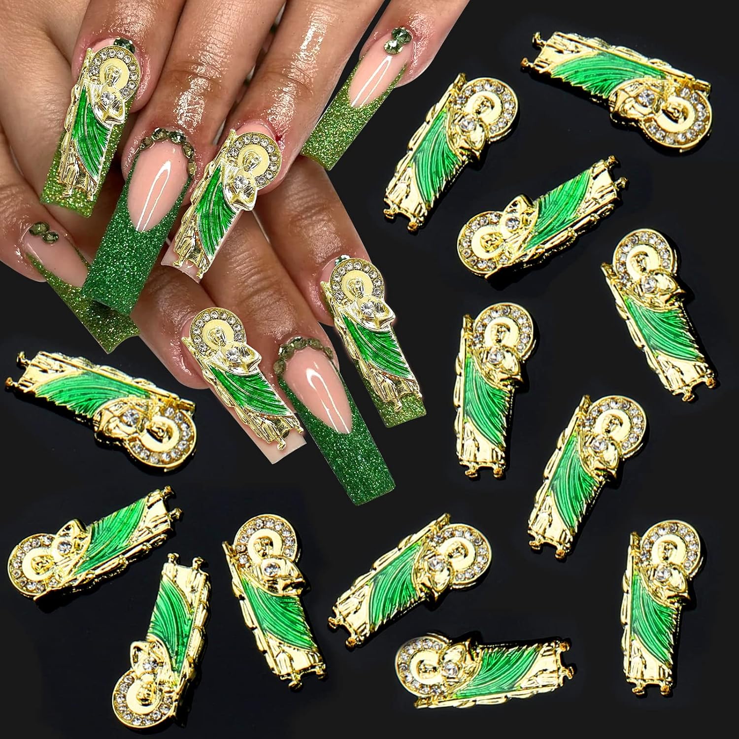Juome Nail Charms, 15Pcs San Judas Tadeo Nail Charms for Acrylic Nails, 3D Nail Charms with San Judas Shape, Nail Art Decorations Supplies Accessories