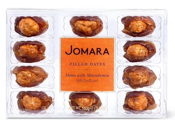 Jomara Filled Dates w/Macadamia Clear P 160g