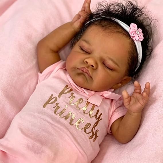 Zero Pam Biracial Reborn Baby Dolls Black Girl, 19 Inch Reborn Black Baby Dolls, Realistic Mixed Race Babys Doll, African American Babys Doll with Hair, Lifelike Newborn Babies for Kids 3+