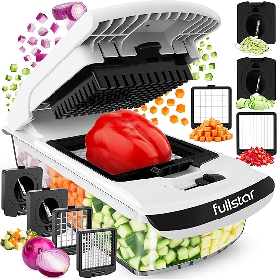 Fullstar The Original Pro Chopper - Vegetable Chopper and Spiralizer, Food Chopper with Container, Fruit Slicer, Kitchen Gadgets & Gifts, Home Essentials 4 in 1, White