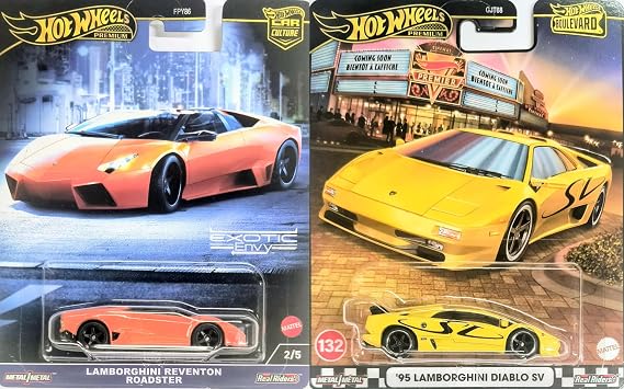 Hot Wheels Premium Lamborghini Bundle Real Riders 2 Car Set