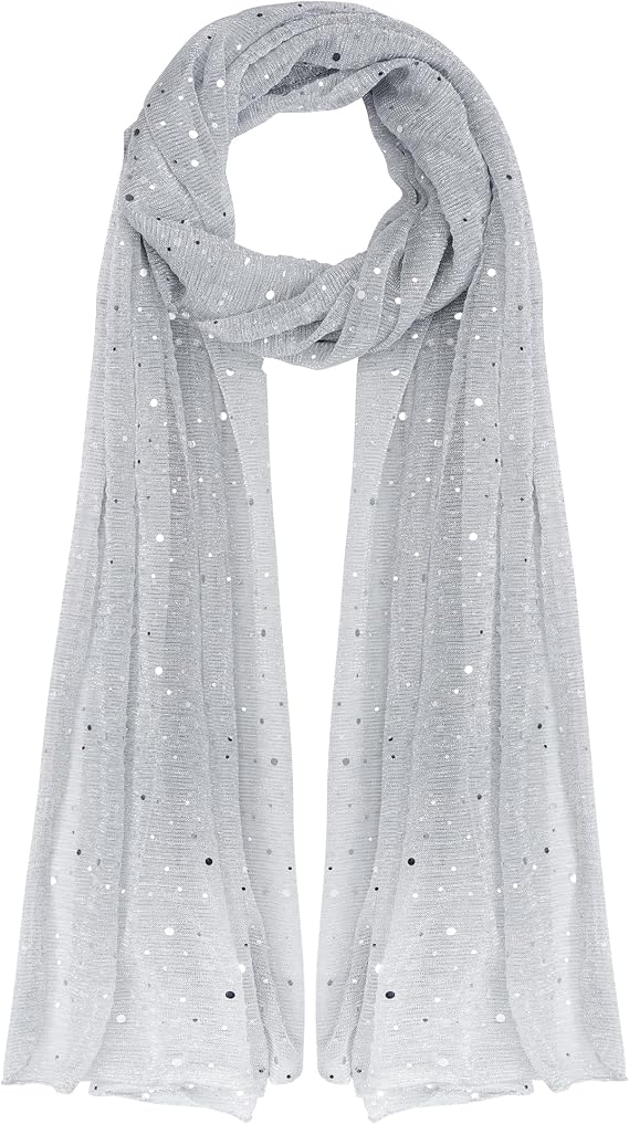 Nydotd Women Sequin Bandana Summer Silk Mesh Scarf Sheer Long Beach Glitters Shawl Wrap hijab for Evening Dresses