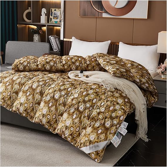 ZTGL Premium Heavyweight 95% White Goose Feathers Down Comforter Queen Full Size Thickened Fluffy 1200 Thread Count Cover Down Proof Winter Duvet Insert with Corner Tabs,E,200X230cm/3kg