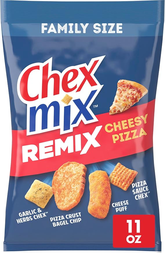 Chex Mix Remix Cheesy Pizza Snack Mix, Snack Bag, Family Size, 11 oz