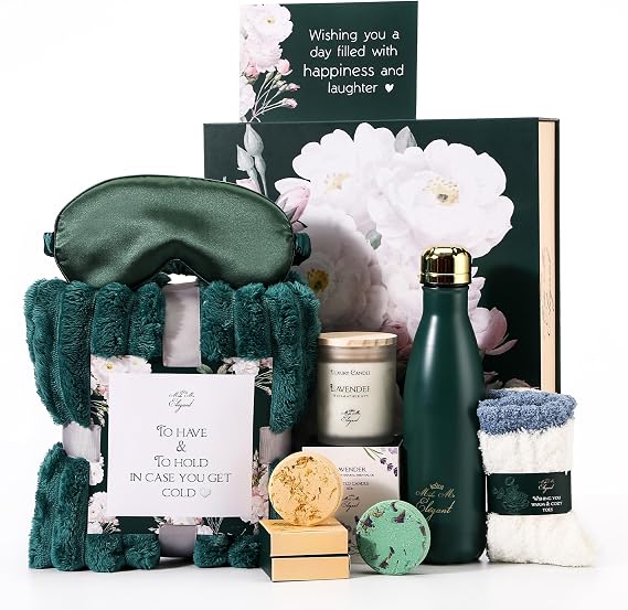 Make Me Elegant Spa Gift Basket for Women Self-Care Birthday Gift Set | Luxury spa self-care gift basket for women. Bath and body set for birthdays, Mother's Day or any occasion. Unique design.