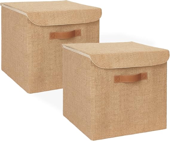 Ocean Home Textile Box Set with 2 Jute Lids 30x30x30 cm