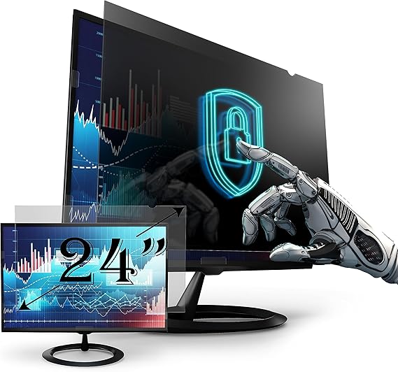 Premium Privacy Screen Filter for 24 Inches Desktop Computer Widescreen Monitor with Aspect Ratio 16:09. Anti Glare and Anti Blue Light Protection