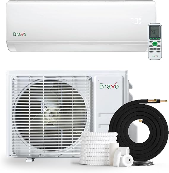 BRAVO 24,000 BTU 230V Ductless Mini Split Air Conditioner & Heat Pump 17 SEER2 Inverter AC System Pre-Charged 13FT Installation Kit Smart Control Included Cooling & Heating
