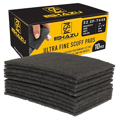 Eshazu General Purpose Scuff Pads, 6 x 9, Box of 10 P800 Grit Equivalent, Non-Woven, Reusable, Durable, Ideal for Auto Paint Prep, Metal, Wood, Plastics, and More