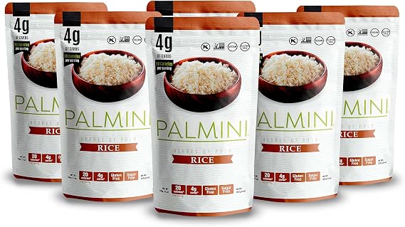 Palmini Rice | Low-Carb, Low-Calorie Hearts of Palm Rice | Keto, Gluten Free, Vegan, Non-GMO | As seen on Shark Tank | (12 Ounces Pouches - Pack of 6)