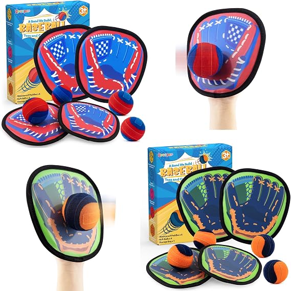 Toss and Catch Ball Set Beach Toys Outdoor Games Yard Games for Kids Ages 4-8 Baseball Games Sticky Balls Outdoor Toy for Kids Gifts for Boys & Girls