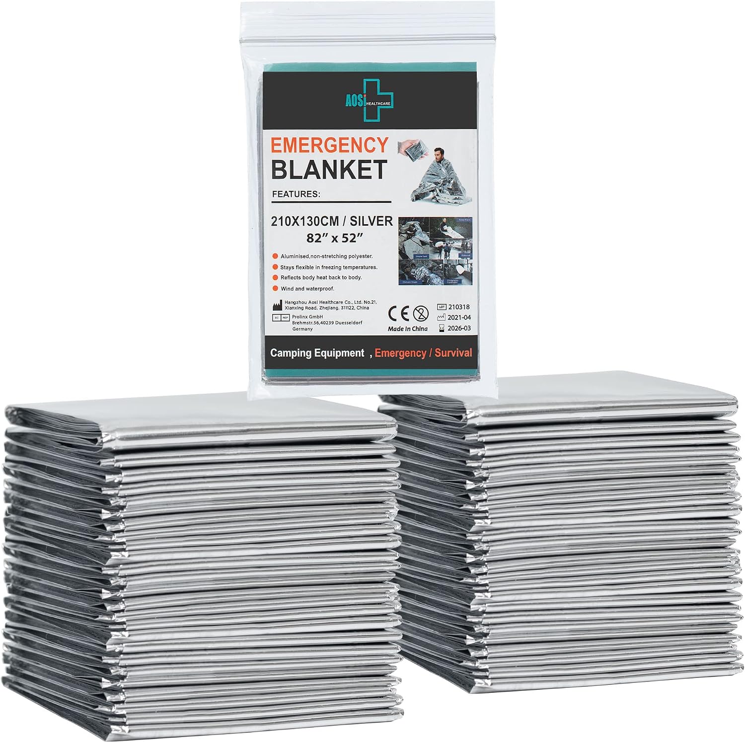 General Medi Emergency Blanket (12-Pack), Emergency Gold Foil Blanket– Perfect for Outdoors, Hiking, Survival, Marathons or First Aid
