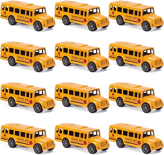 12 Pack 3.2" Die-cast Pull Back School Bus Toys for Kids Boys Girls