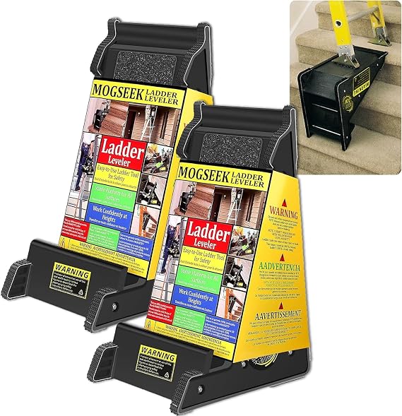 2 Pack Stable Platform Ladder Leveler - Ladder Levelers for Extension Ladders with Storage for Uneven Surfaces