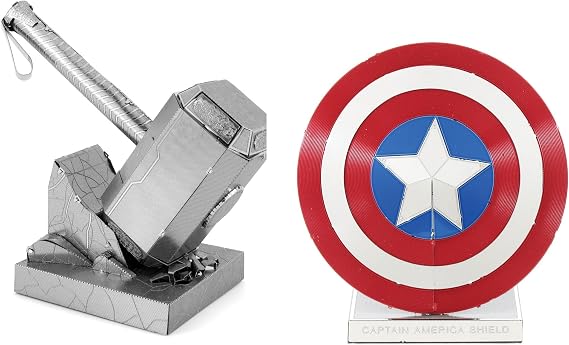 Metal Earth 3D Model Kits Marvel Avengers Set of 2 CA Shield & Thor's Hammer (Mjolnir)