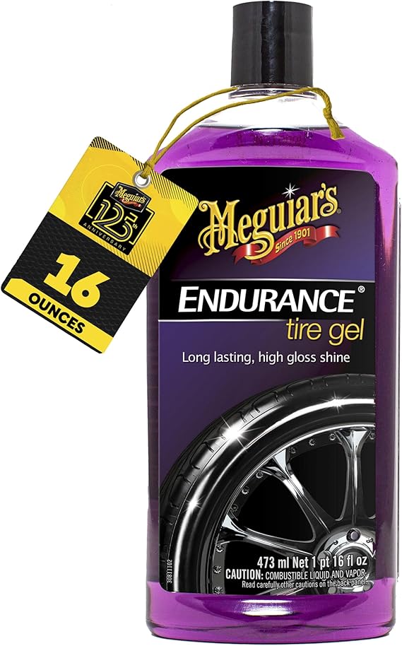 Meguiars Endurance Tire Gel - Tire Shine Gel, Premium Car Tire Shine For A Lasting Glossy Finish; Apply To Tires Cars, Trucks & Suvs To Keep Tires Looking Deep Black And Clean -16 Oz | Premium Dressing , Long-Lasting Glossy Shine, Durable Coating for Tires ,Detail Your Car, Deep, Black, Shiny Sidewalls