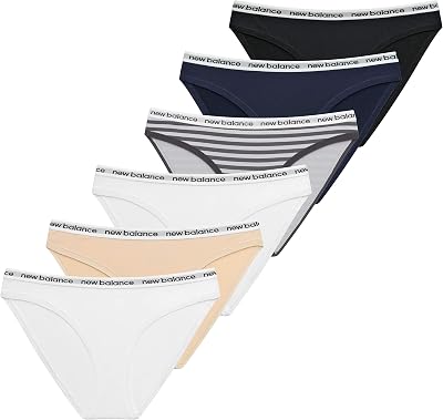 New Balance Womens Premium Performance Logo Elastic Hipster 3 Pack or 6 Pack of Womens Underwear
