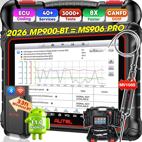 Autel Scanner MaxiPRO MP900-BT w/ MV108S, ECU C0ding as MS906 PRO MS906MAX