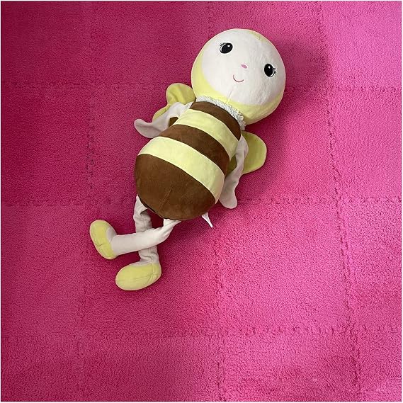 12 Pcs Interlocking Carpet Tiles, Plush Foam Square Floor Mats Set, Puzzle Floor Mat For Living Room, Bedroom And Hard Floor, 12 Tiles/12 Sq.Ft(Color:Rose Red)