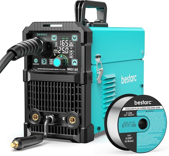 bestarc MIG165 165Amps MIG/Lift TIG/Stick Welding Machine, 0.035" E71T-GS Gasless MIG Wire
