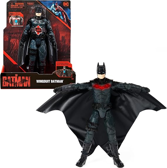DC Comics, Batman 12-inch / 30cm Wingsuit Action Figure with Light and Sound, Expanding Wings, Batman Movie Accumulable Kids Toys for Boys and Girls Ages 3 and up