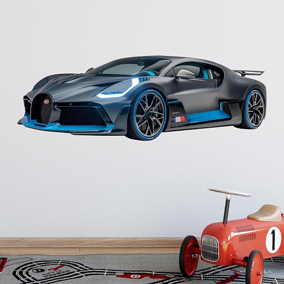 Bugatti Divo Removable Vinyl Wall Decal Exotic Supercar Wall Art Sticker Race Car Boys Room Decor - (48" x 17")