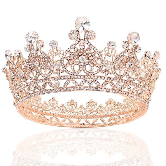 Rose Gold Queen Crowns for Women, Crystal Girls Tiara Birthday Crown and Tiaras for Women Wedding Prom Birthday Party Valentines Costume