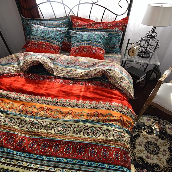 Qucover Boho Cotton Bed Linen Set With Zip Closure