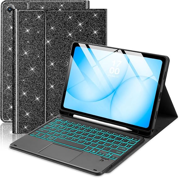 EAMPANG Glitter Case with Trackpad Keyboard for Samsung Galaxy Tab A11+/A9+