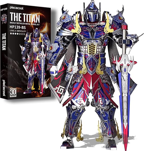 Piececool 3D Metal Puzzles Mecha Model Kits-The Titan Figure Model Building Blocks Kits for Adults, DIY Brain Teaser 3D Puzzle for Men Teen Students Hobbies Fidget Gifts -157 Pcs