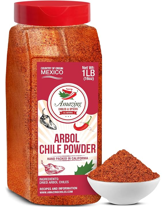 Chile de Arbol Powder 1LB Bulk Ground Hot Red Chili Pepper Mexican Spice