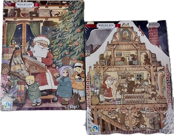 Set of 2 Advent Christmas Calendar of 24 Chocolate Pieces Countdown Calendar