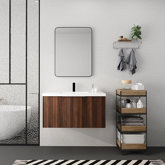 Bathroom Vanity with Sink Solid Wood Vanity Storage Cabinet Pedestal Sink Storage Cabinet Assembly Easily (36''Bathroom Vanity 168M)
