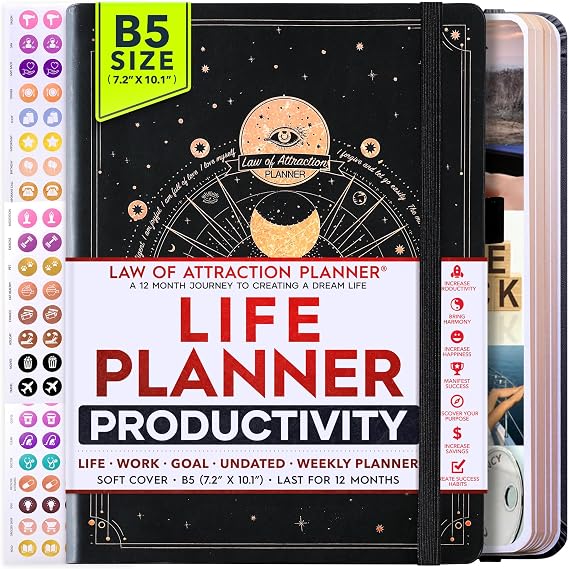 Life Planner Deluxe Undated Planner Weekly and Monthly Manifestiing Journal