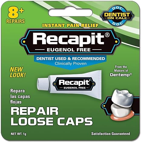 Loose Cap Dental Repair, 8 Repairs Per Tube (8 Pack)