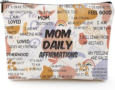 Appreciation Gifts for Mom - Mom Daily Affirmations Makeup Bag, Ideal for Birthday Mothers Day, Thank You Gifts for Mother