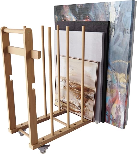 Art Storage Rack Art Canvas Storage Art Drying Rack Canvas Board Rack Art Storage with Handles & Caster Wheels Paper Pad for Drawing Board, Panel, Art Studio, Artwork, Gallery