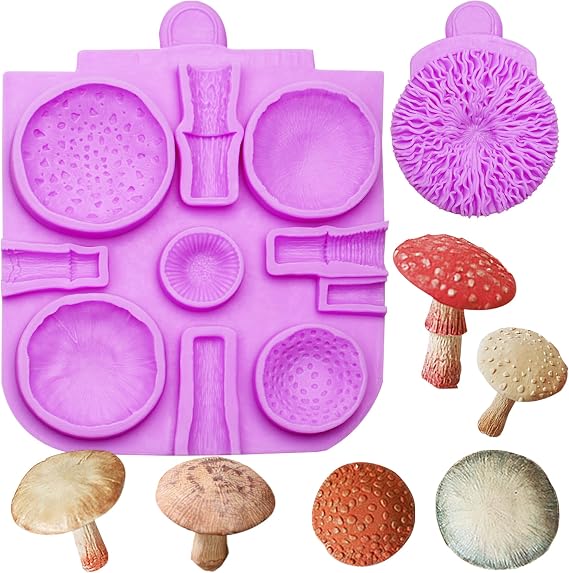 Mushrooms Silicone Mold, Toadstools Veiner Chocolate Molds 2Pcs